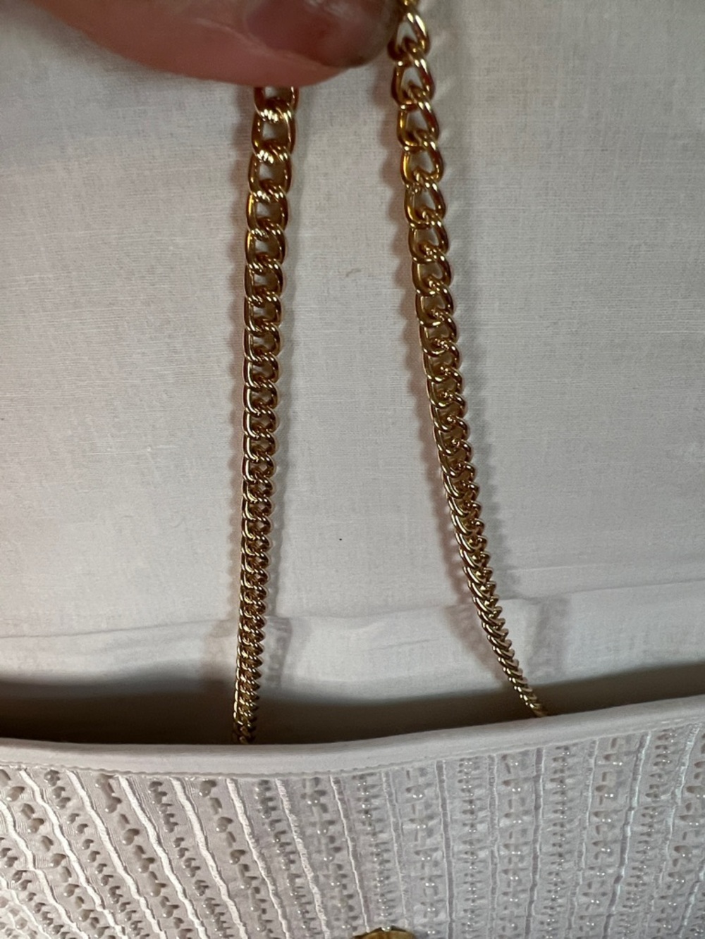 Bridal White Beaded Envelope Clutch with Gold Chain Strap - Picture 8 of 11